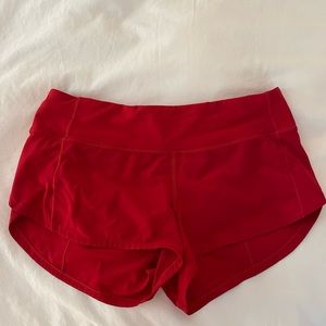 Red Lululemon Speedup Shorts